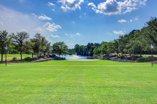 view of home's community featuring a yard and a water view