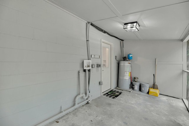 garage with water heater