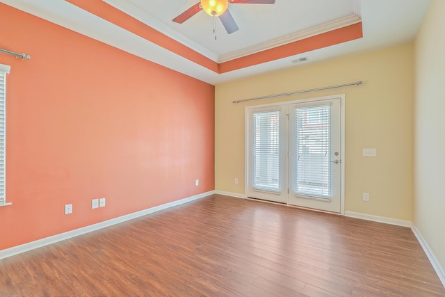 271 Village Stone Cir, Summerville, SC 29486 - spare room featuring ornamental molding, a ceiling fan, and wood finished floors