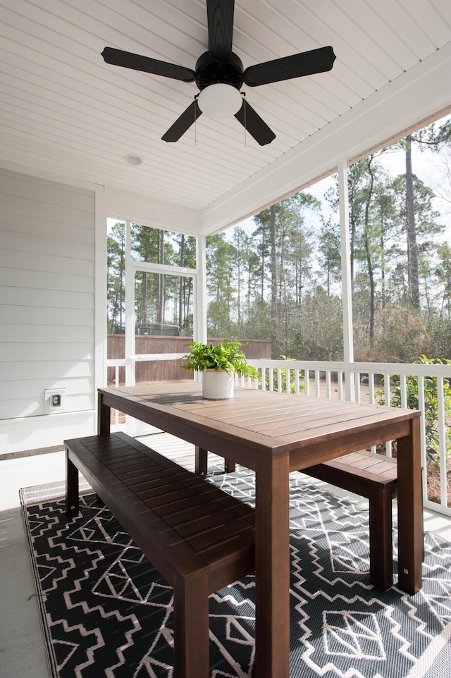 sunroom with wood ceiling