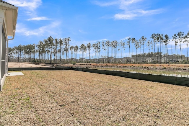 view of yard with a water view