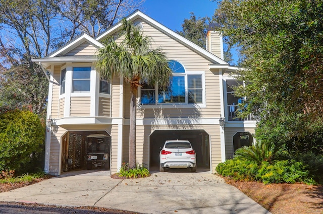 view of front of property featuring a garage