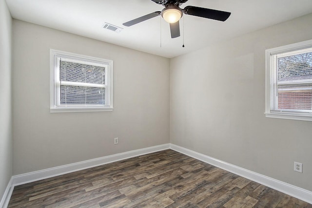 1554 Orange Grove Rd Unit A & B, Charleston, SC 29407 - unfurnished room with dark wood-style flooring, baseboards, and a ceiling fan