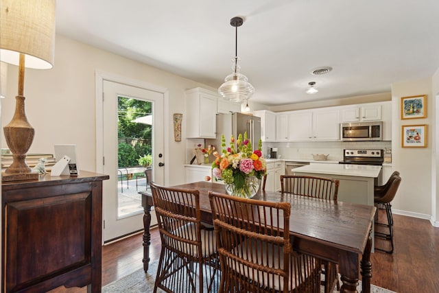 1107 S Shadow Dr, Mount Pleasant, SC 29464 - dining space featuring dark wood-style flooring and baseboards