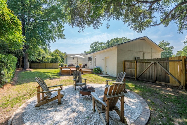 1107 S Shadow Dr, Mount Pleasant, SC 29464 - view of patio / terrace with a fire pit, a gate, and a wooden deck