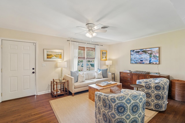 1107 S Shadow Dr, Mount Pleasant, SC 29464 - living area featuring wood finished floors, a ceiling fan, and baseboards