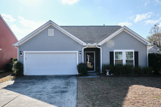 single story home with a garage