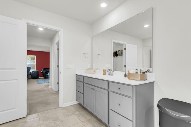 bathroom featuring vanity and tile patterned floors