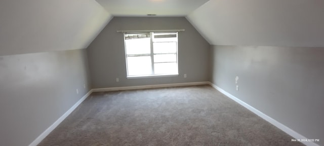 additional living space with carpet and lofted ceiling