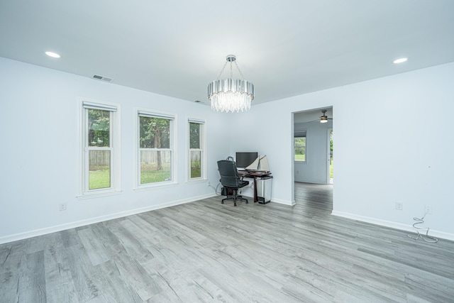 133 Marion Rd, Summerville, SC 29486 - unfurnished office with baseboards, visible vents, recessed lighting, and wood finished floors