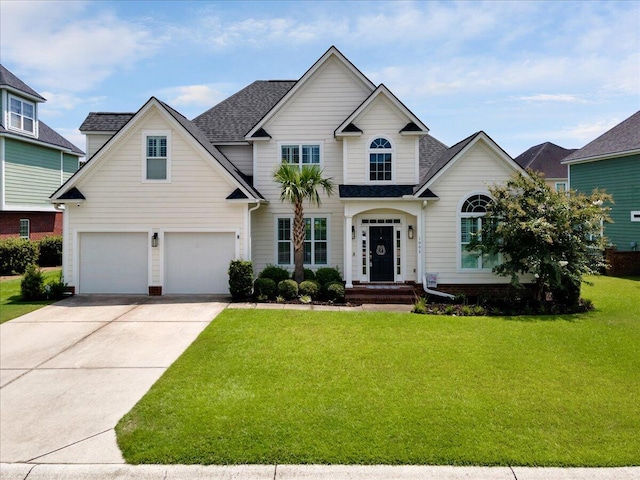1003 Jervey Point Rd, Wando, SC 29492 - traditional-style house featuring a garage, a front yard, concrete driveway, and a shingled roof