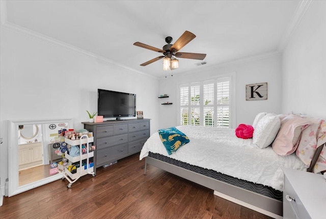 1003 Jervey Point Rd, Wando, SC 29492 - bedroom featuring ornamental molding, wood finished floors, and a ceiling fan