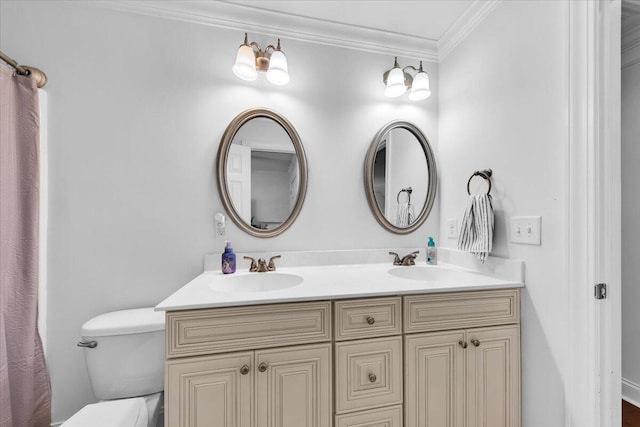 1003 Jervey Point Rd, Wando, SC 29492 - bathroom with crown molding, double vanity, and toilet