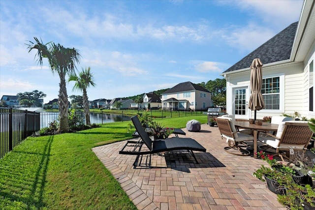 1003 Jervey Point Rd, Wando, SC 29492 - view of patio featuring outdoor dining space, a water view, and a residential view