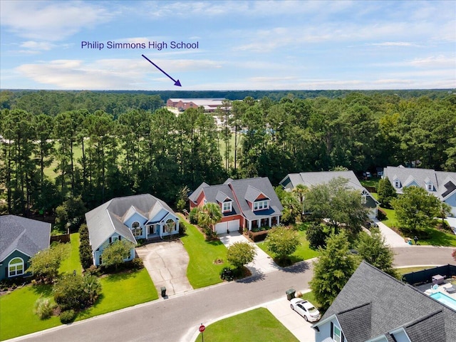 1003 Jervey Point Rd, Wando, SC 29492 - aerial view of residential area with a heavily wooded area