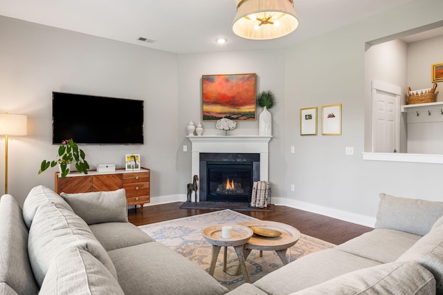 125 Integrity Ln, Charleston, SC 29492 - living area featuring wood finished floors, a glass covered fireplace, baseboards, and recessed lighting