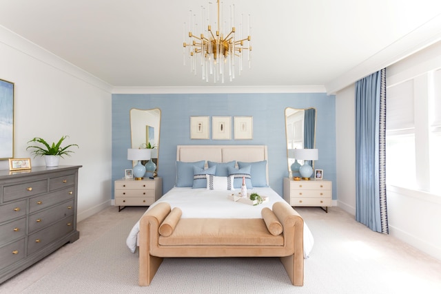 125 Integrity Ln, Charleston, SC 29492 - carpeted bedroom with crown molding, a chandelier, baseboards, and arched walkways
