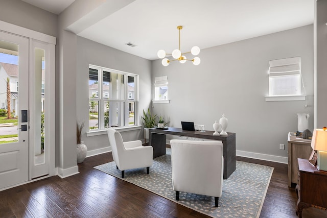 125 Integrity Ln, Charleston, SC 29492 - office space with hardwood / wood-style floors, baseboards, and a chandelier