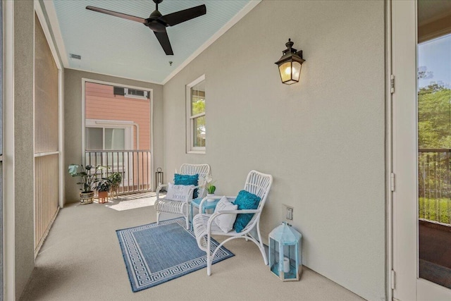 656 Coleman Blvd Unit 405, Mount Pleasant, SC 29464 - unfurnished sunroom with a healthy amount of sunlight, ceiling fan, and visible vents
