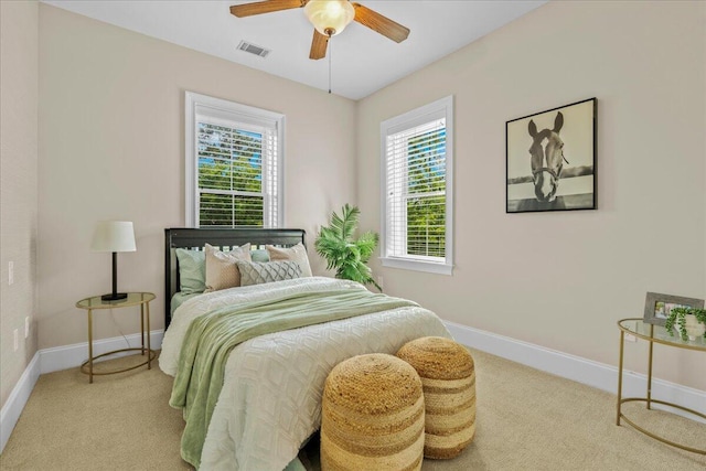 656 Coleman Blvd Unit 405, Mount Pleasant, SC 29464 - carpeted bedroom featuring ceiling fan, baseboards, and visible vents