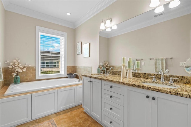 656 Coleman Blvd Unit 405, Mount Pleasant, SC 29464 - full bath featuring a bath, crown molding, visible vents, and a sink