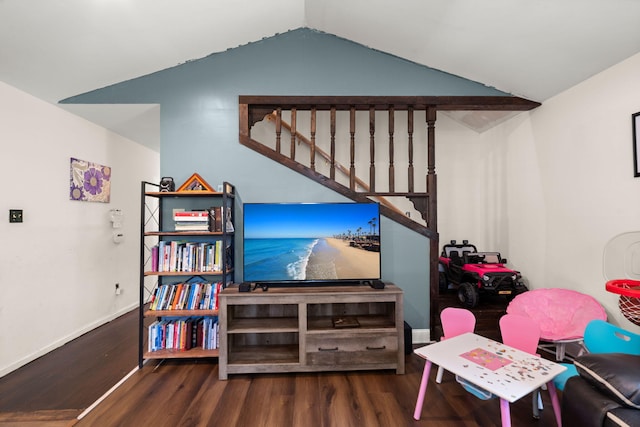 2170 Midland Park Rd, North Charleston, SC 29406 - living area featuring wood finished floors and vaulted ceiling