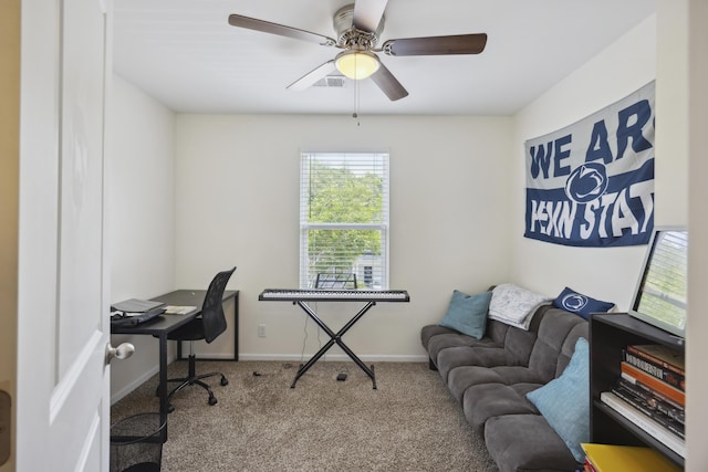 9088 Parlor Dr, Ladson, SC 29456 - carpeted office with a ceiling fan and baseboards