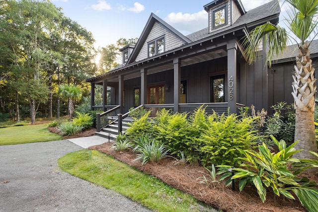 view of front of property with a porch