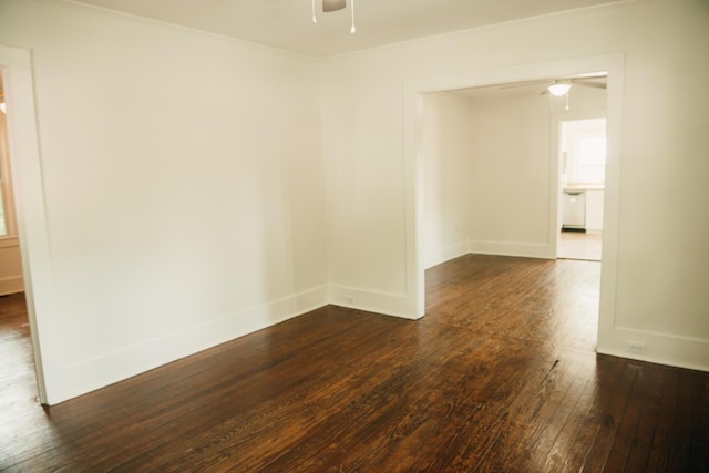 317 Bay St, Walterboro, SC 29488 - spare room featuring ceiling fan and dark wood-style floors