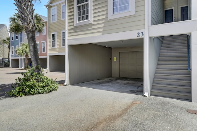 property entrance featuring a garage