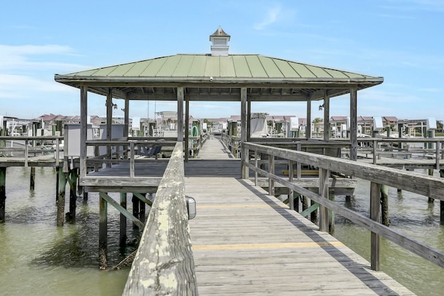 view of dock featuring a water view