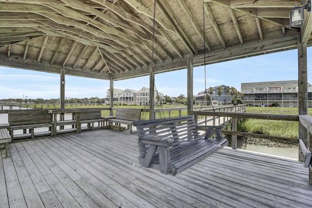 wooden deck with a gazebo