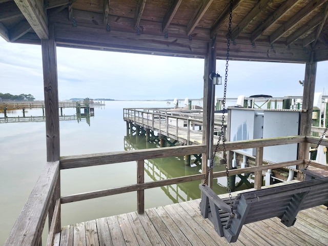 view of dock featuring a water view