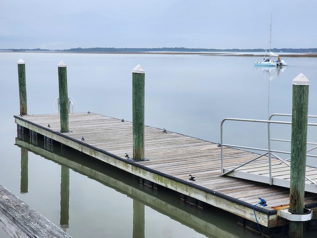 view of dock featuring a water view