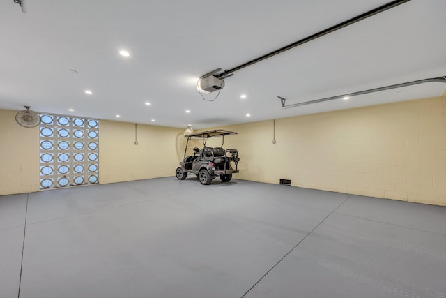 garage with a garage door opener