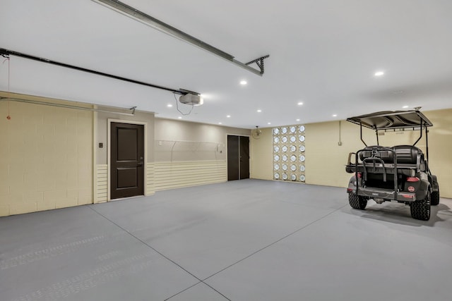 garage with a garage door opener