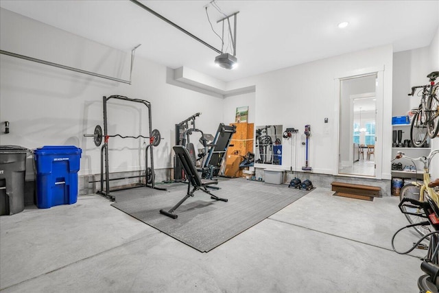 exercise room with concrete floors