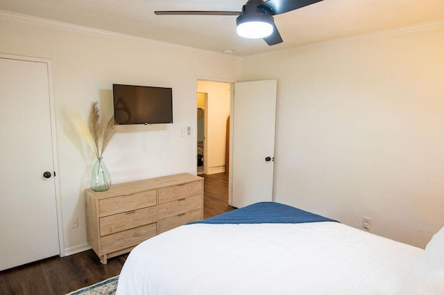 1137 Dickson Ave, Hanahan, SC 29410 - bedroom with dark wood-style floors, crown molding, and a ceiling fan