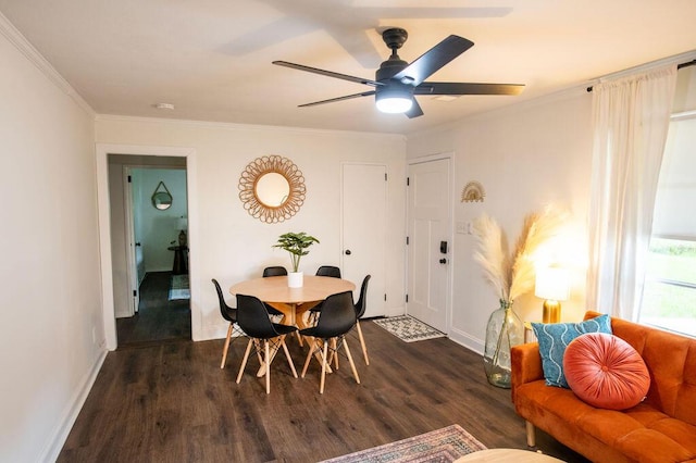 1137 Dickson Ave, Hanahan, SC 29410 - dining room with wood finished floors, ornamental molding, and a ceiling fan