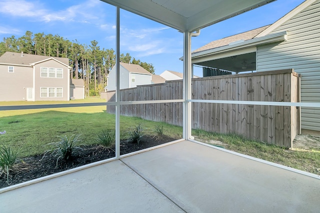 view of unfurnished sunroom