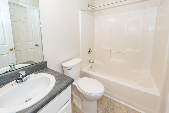 full bathroom with vanity, shower / bathtub combination, and toilet