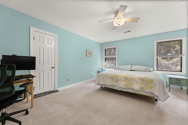 2144 Pinopolis Rd, Pinopolis, SC 29469 - bedroom featuring ceiling fan, carpet floors, visible vents, and baseboards