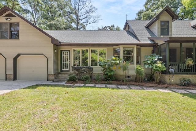 2144 Pinopolis Rd, Pinopolis, SC 29469 - view of front facade featuring driveway, a front yard, a shingled roof, and a garage