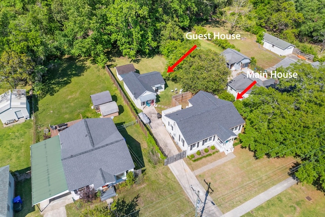 drone / aerial view with a residential view