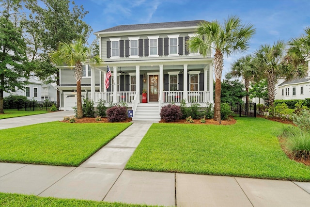 3739 Goodwater St, Mount Pleasant, SC 29466 - view of front of house featuring covered porch, ceiling fan, driveway, and an attached garage