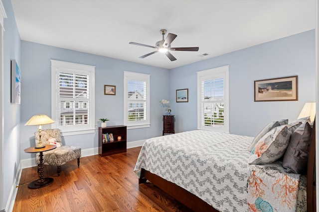 3739 Goodwater St, Mount Pleasant, SC 29466 - bedroom with wood finished floors, baseboards, and ceiling fan