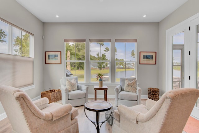 living room with light wood-type flooring