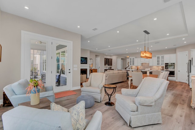 living room featuring light hardwood / wood-style flooring