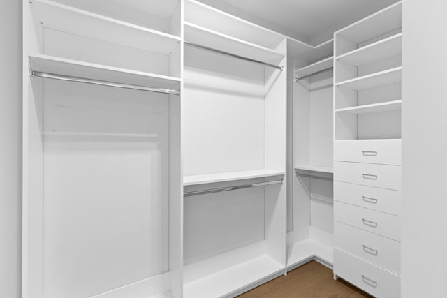 spacious closet featuring hardwood / wood-style floors