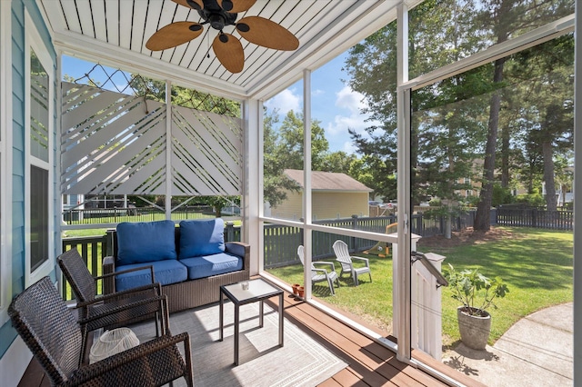 2627 Rutherford Way, Charleston, SC 29414 - sunroom / solarium featuring an outdoor living space, ceiling fan, and healthy amount of natural light